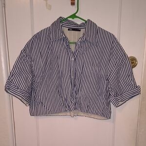 Zara | Blue and White Striped Crop Top
